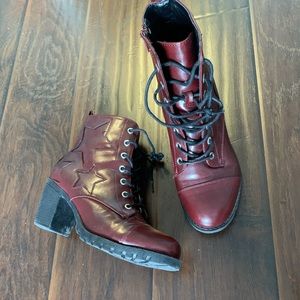 Burgundy heeled booties